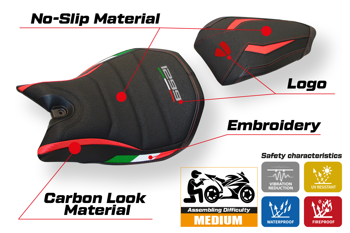 Yhteensopiva istuinpäällinen - Ducati Panigale 1299 2015-2018 - mod Delft Ultragrip
