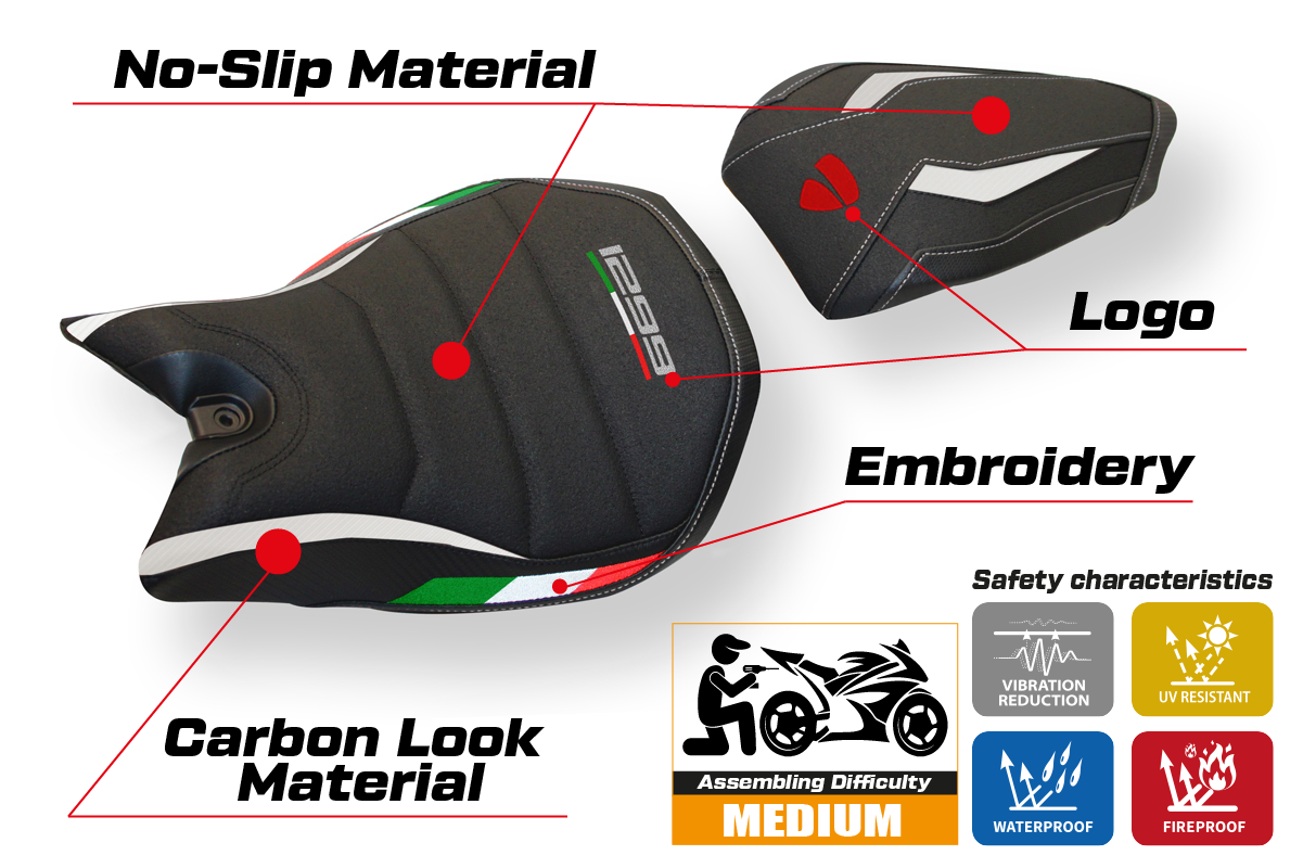 Yhteensopiva istuinpäällinen - Ducati Panigale 1299 2015-2018 - mod Delft Ultragrip