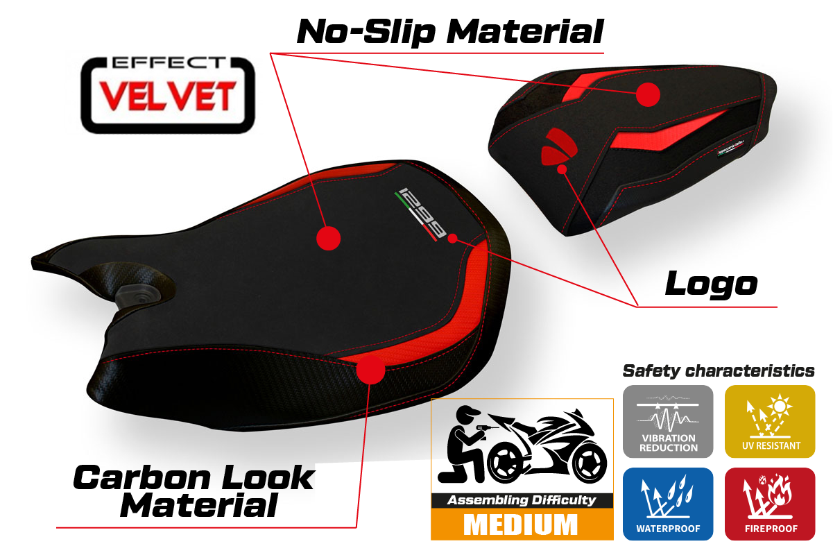 Yhteensopiva istuinpäällinen - Ducati Panigale 1299 2015-2018 - mod Jarvan Velvet