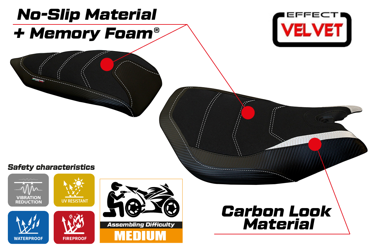 Yhteensopiva istuinpäällinen - Ducati Panigale 1299 2015-2018 - mod Leiden Velvet Comfort System