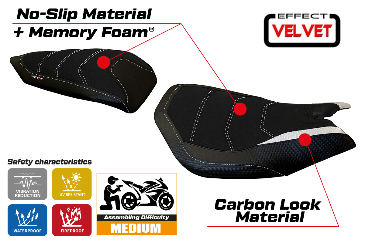 Yhteensopiva istuinpäällinen - Ducati Panigale 899 2013-2015 - mod Leiden Velvet Comfort System