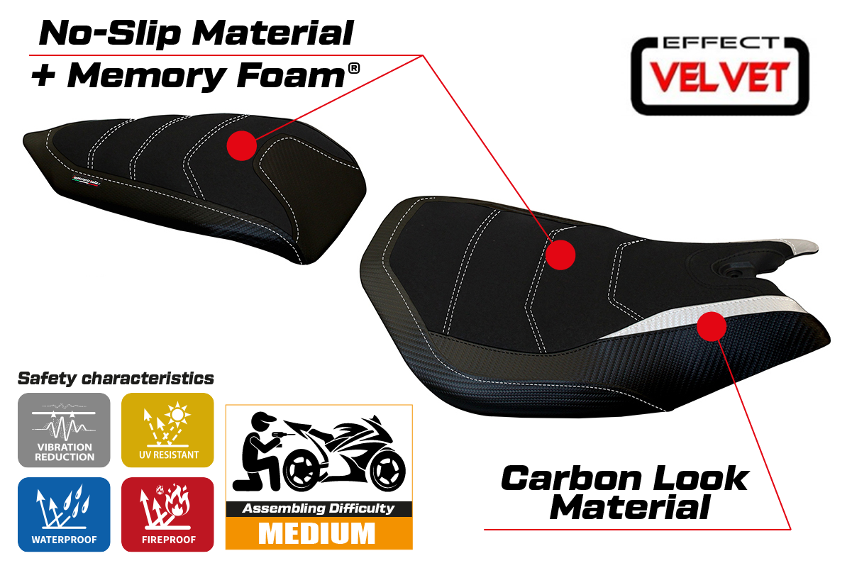 Yhteensopiva istuinpäällinen - Ducati Panigale 959 2016-2018 - mod Leiden Velvet Comfort System