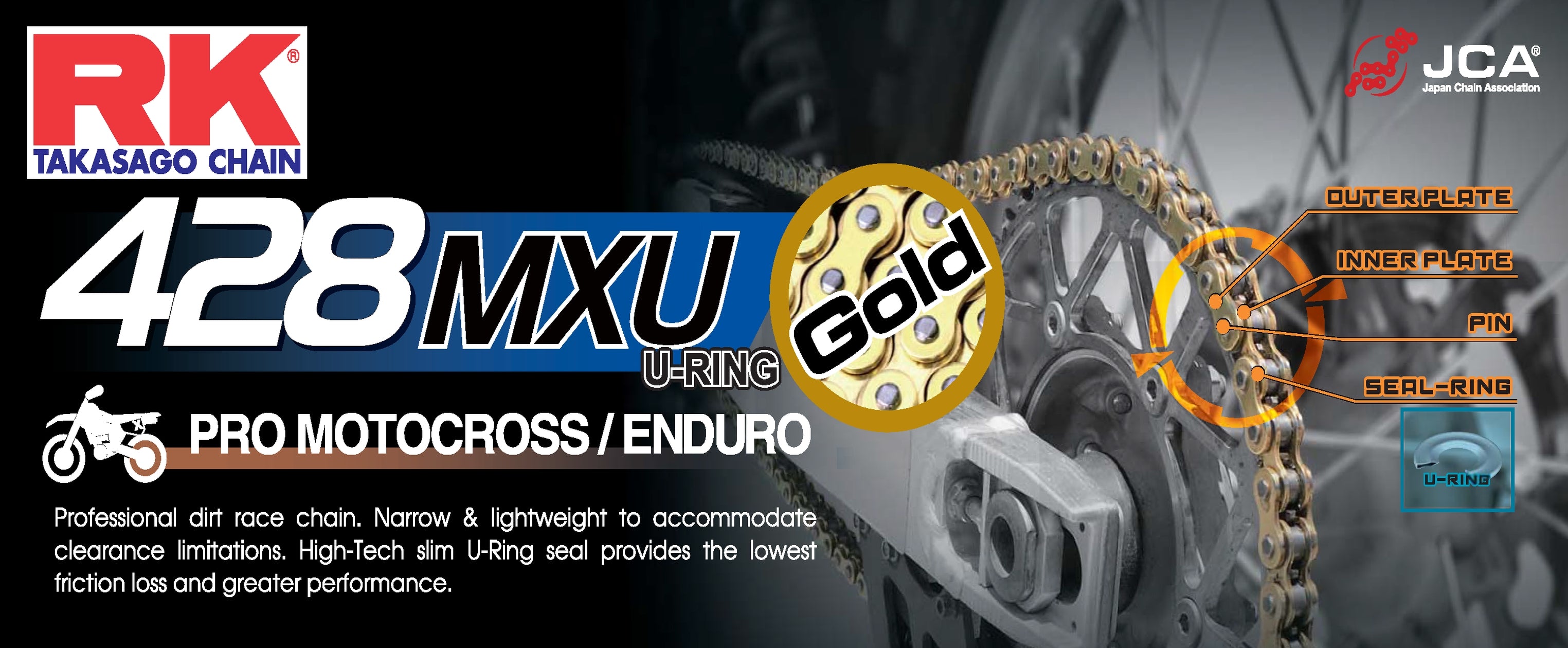 RK GB428MXU UW-rengasketju Offroad +CL (Jousil.)