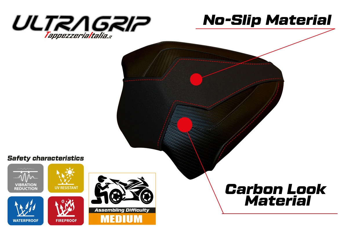 Yhteensopiva istuinpäällinen - Ducati Panigale V4 2018-2024 - mod Tenby 1 Ultragrip