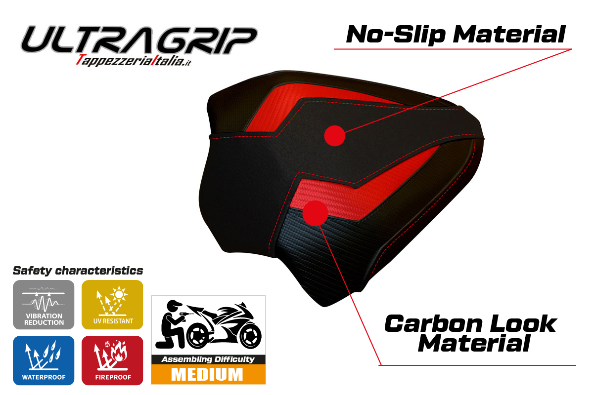 Yhteensopiva istuinpäällinen - Ducati Panigale V4 2018-2024 - mod Tenby 1 Ultragrip