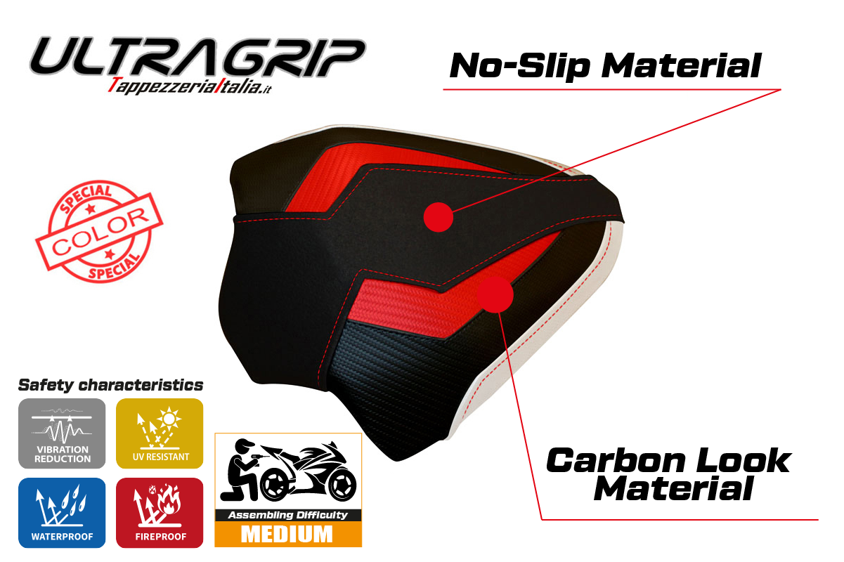 Yhteensopiva istuinpäällinen - Ducati Panigale V4 2018-2024 - mod Tenby Special Color Ultragrip