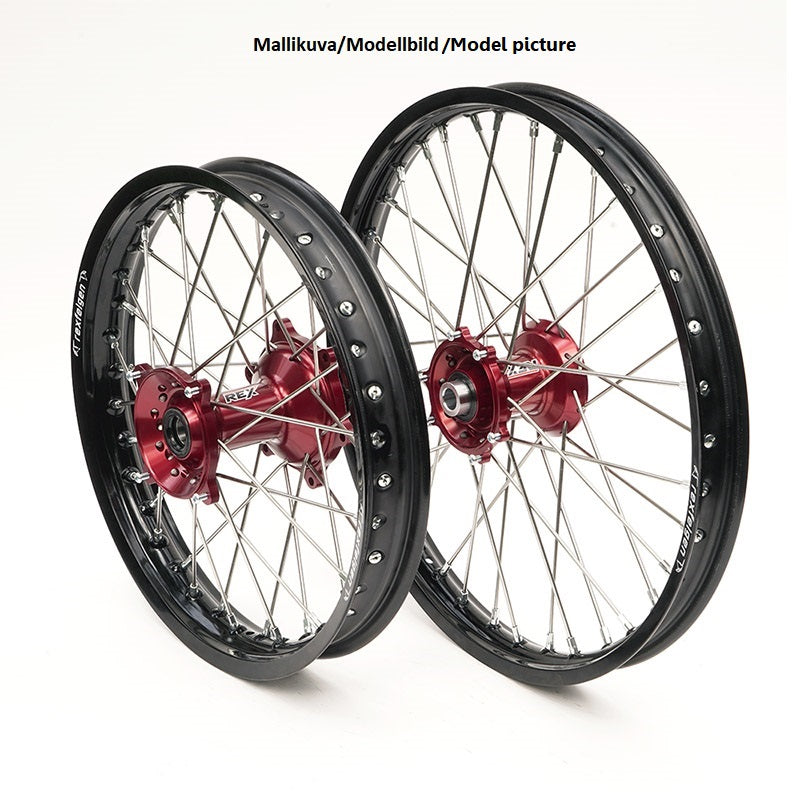 REX WHEELS 19-2,15 RMZ450 05-.. MUSTA VANNE/PUNAINEN NAPA 25MM