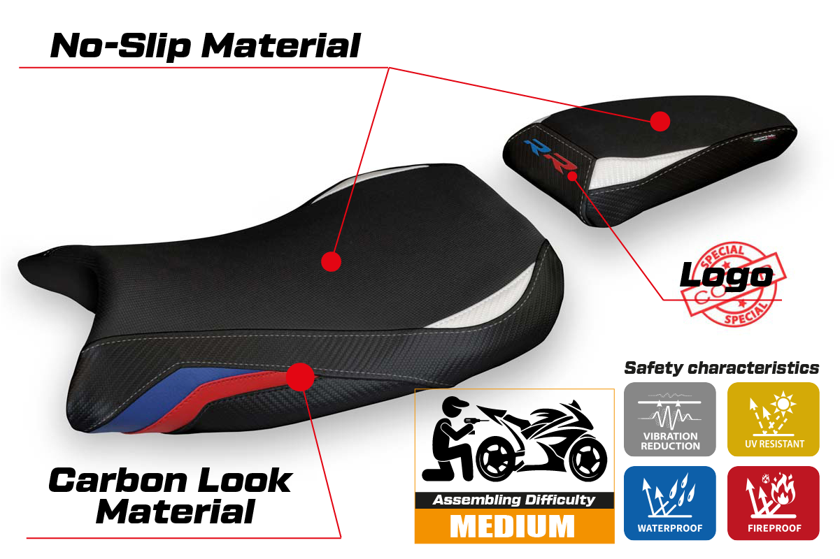 Yhteensopiva istuinpäällinen - BMW S 1000 RR 2019-2025 - mod Lustignano 1