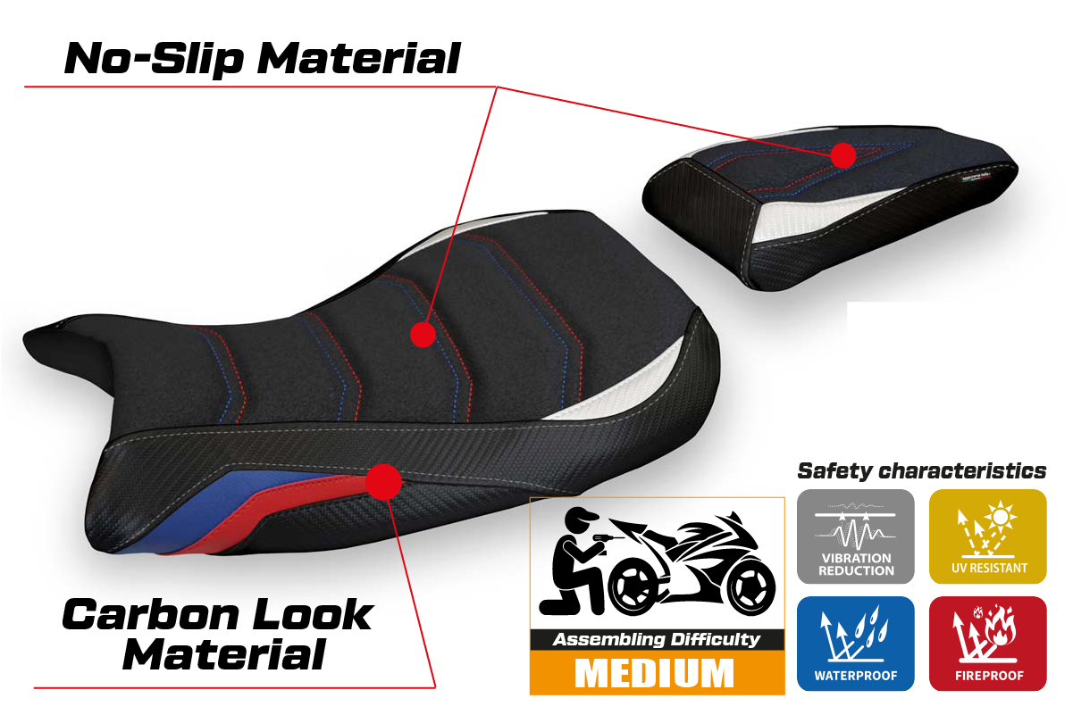 Yhteensopiva istuinpäällinen - BMW S 1000 RR M-Sport 2019-2025 - mod Edige 1 Ultragrip