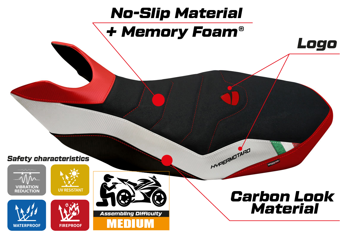 Yhteensopiva istuinpäällinen - Ducati Hypermotard 796 / 1100 / 1100 EVO 2007-2012 - Mod Medea Special Color Comfort System