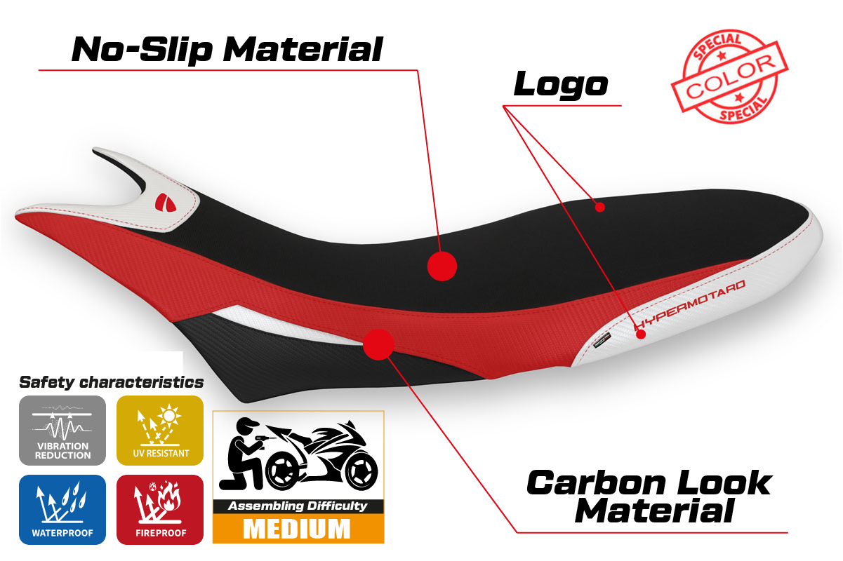 Yhteensopiva istuinpäällinen - Ducati Hypermotard 950 2019-2025 - mod Cuba Special Color