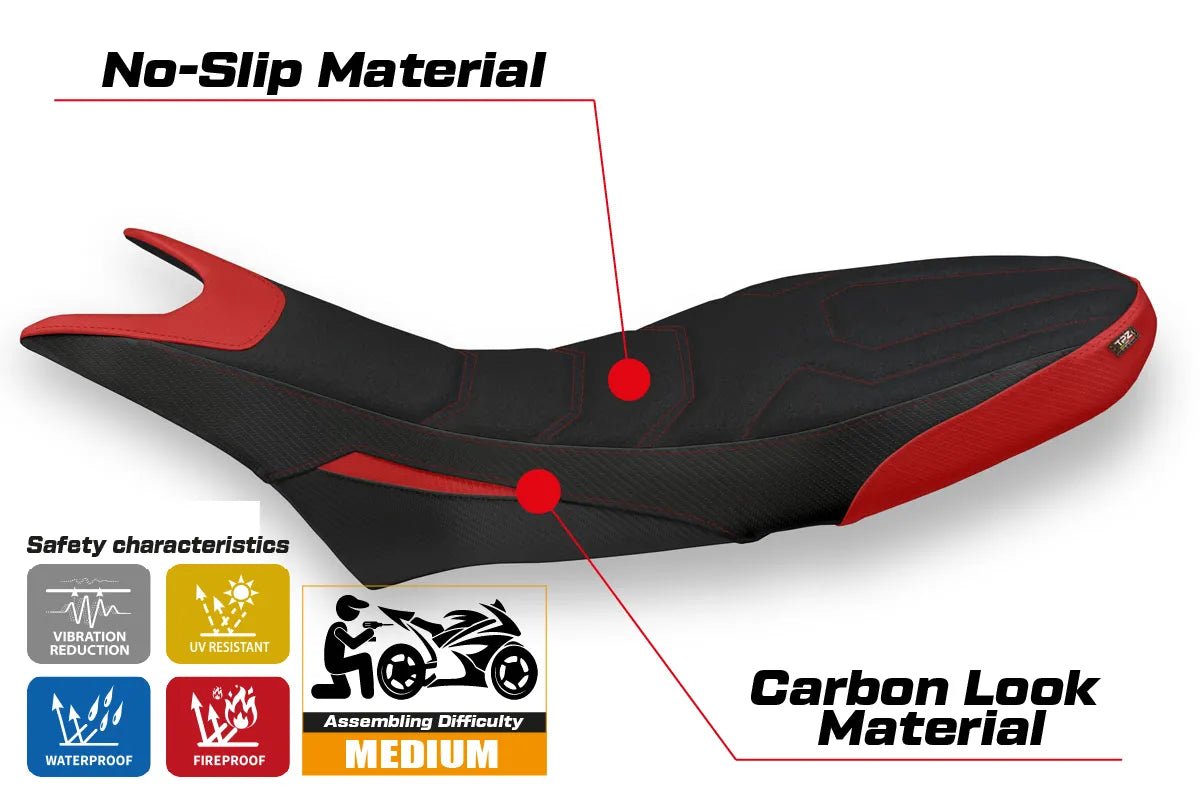 Yhteensopiva istuinpäällinen - Ducati Hypermotard 950 2019-2025 - mod Luna 1 Ultragrip