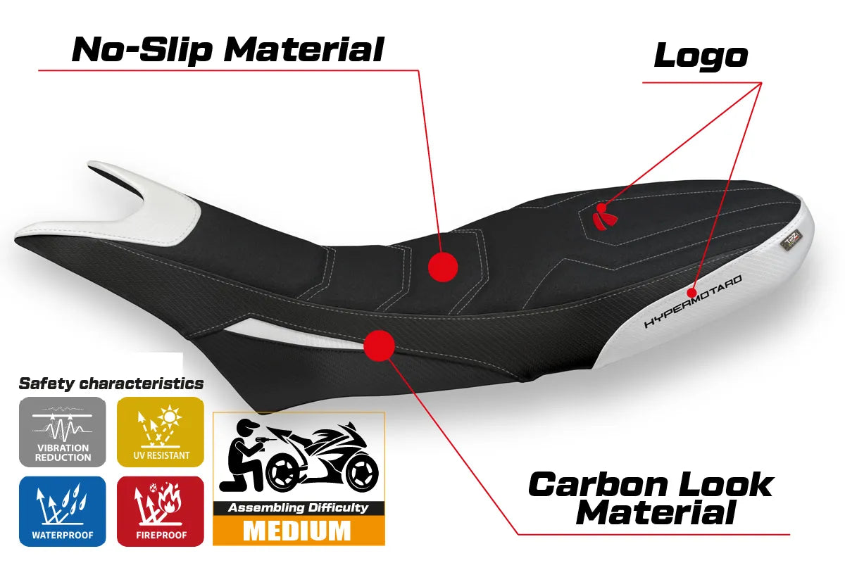 Yhteensopiva istuinpäällinen - Ducati Hypermotard 950 2019-2025 - mod Luna 1 Ultragrip