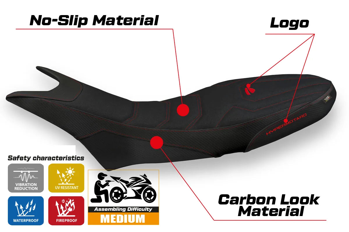 Yhteensopiva istuinpäällinen - Ducati Hypermotard 950 2019-2025 - mod Luna 1 Ultragrip