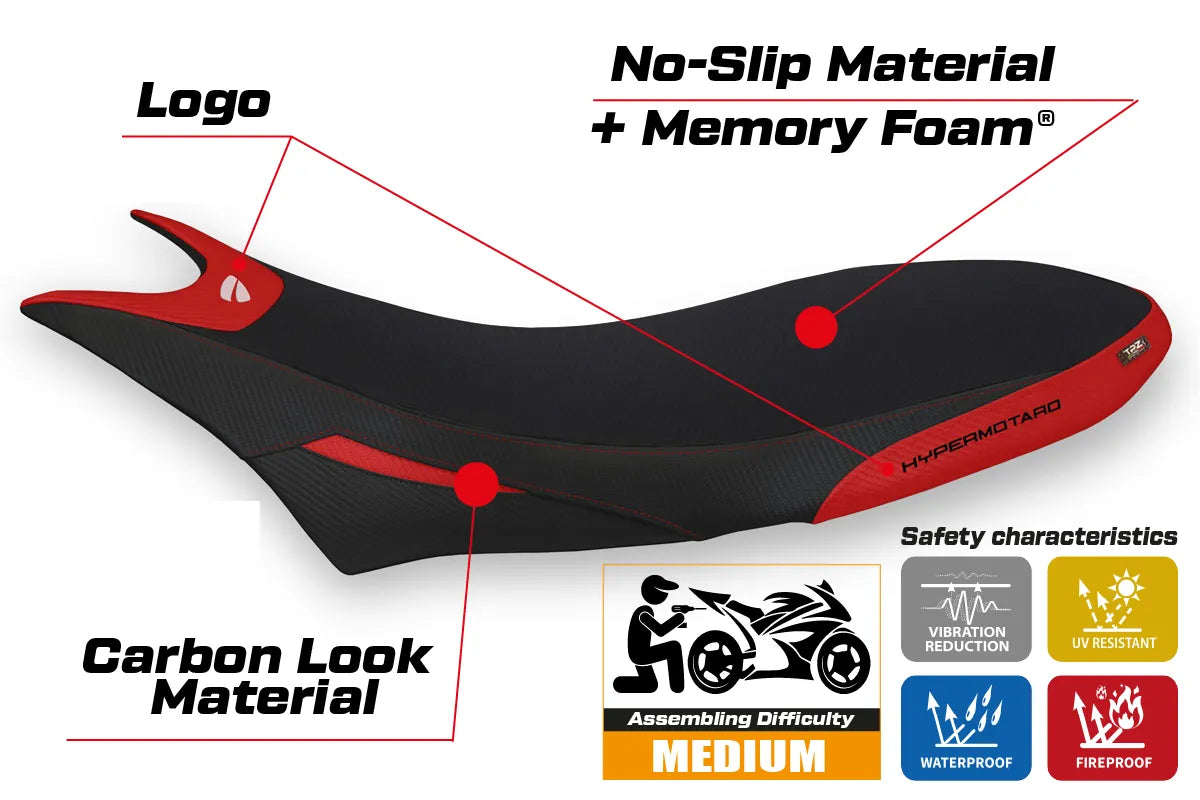 Yhteensopiva istuinpäällinen - Ducati Hypermotard 950 2019-2025 - mod Orlando 1 Comfort System