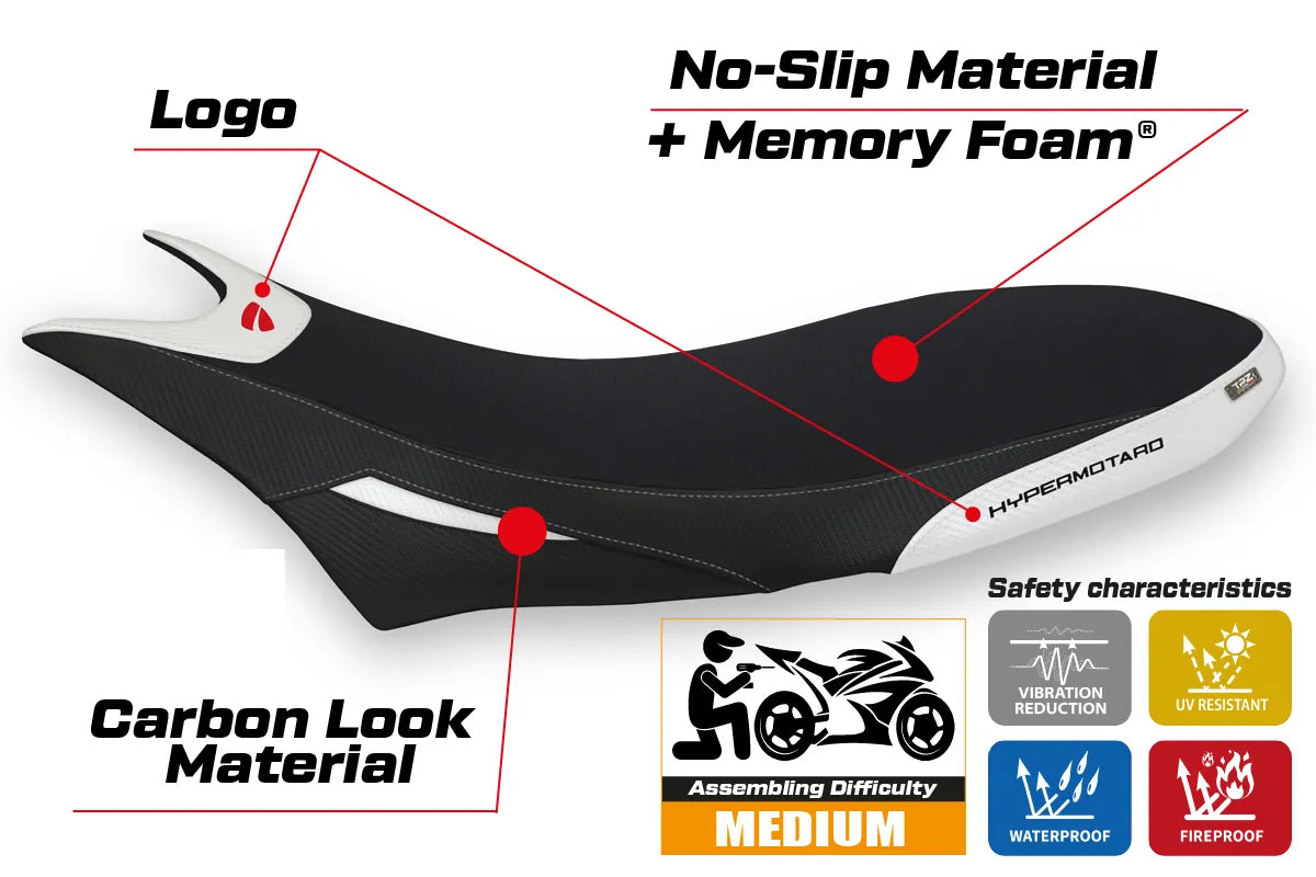 Yhteensopiva istuinpäällinen - Ducati Hypermotard 950 2019-2025 - mod Orlando 1 Comfort System