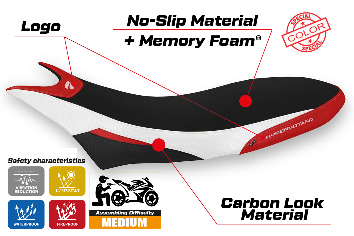 Yhteensopiva istuinpäällinen - Ducati Hypermotard 950 2019-2025 - mod Orlando Special Color Comfort System