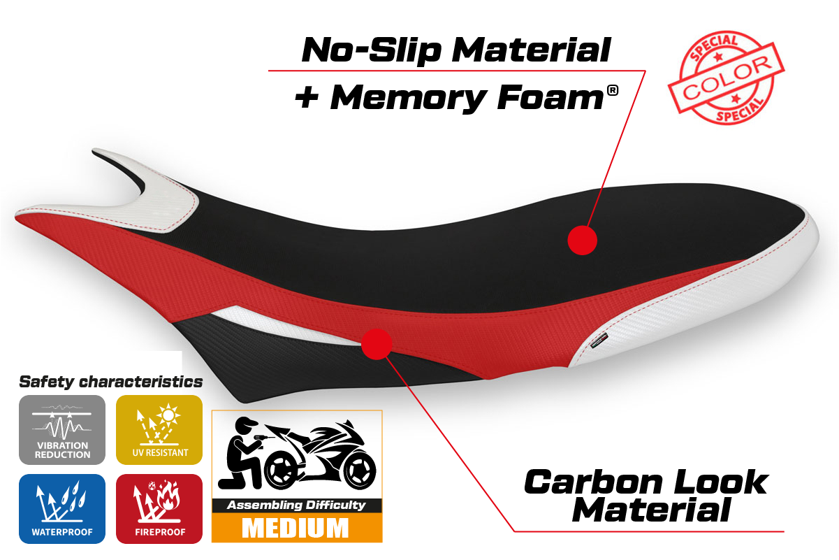 Yhteensopiva istuinpäällinen - Ducati Hypermotard 950 2019-2025 - mod Orlando Special Color Comfort System
