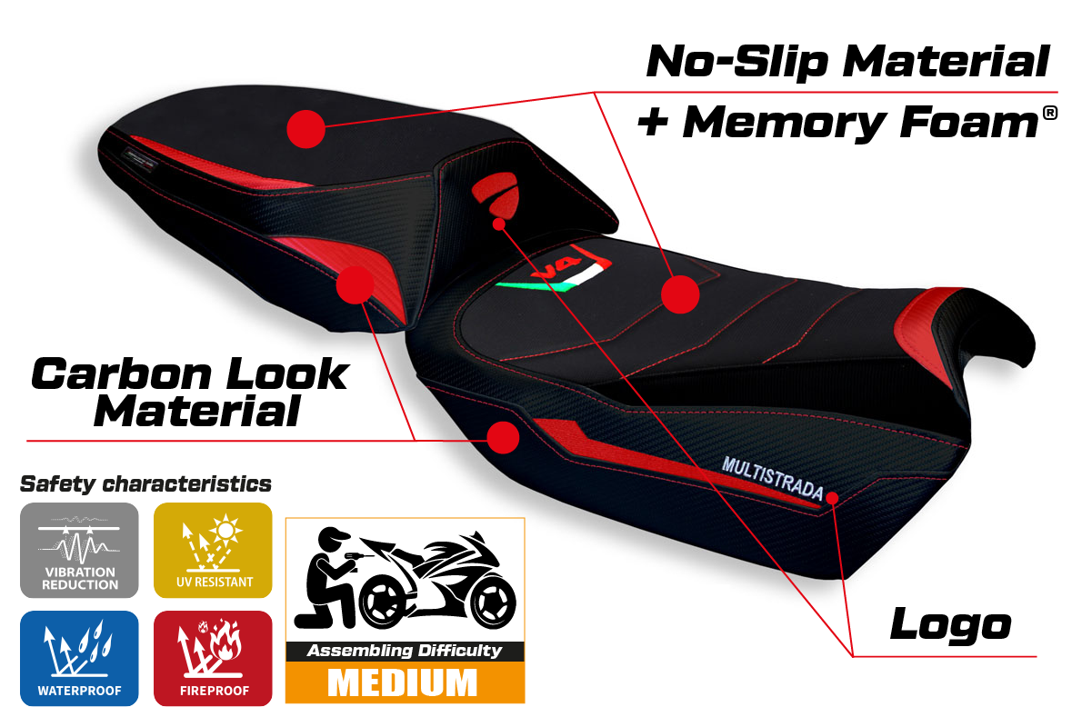 Yhteensopiva istuinpäällinen - Ducati Multistrada V4 2021-2025 - mod Galmi Comfort System