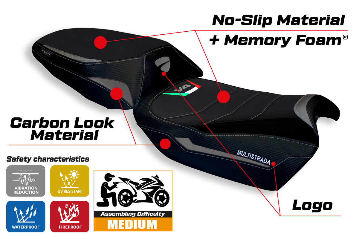 Yhteensopiva istuinpäällinen - Ducati Multistrada V4 2021-2025 - mod Galmi Comfort System
