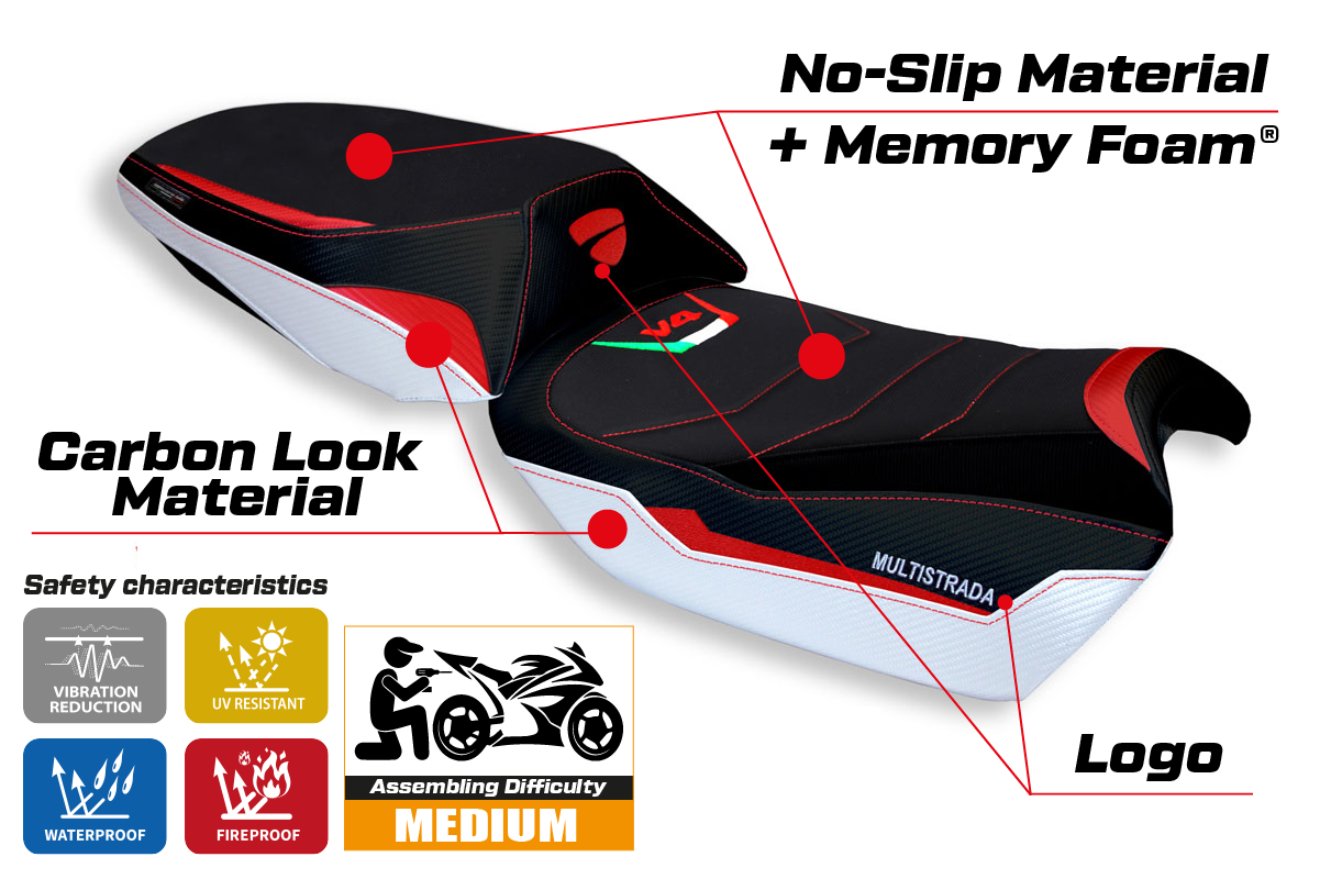 Yhteensopiva istuinpäällinen - Ducati Multistrada V4 2021-2025 - mod Galmi Special Color Comfort System