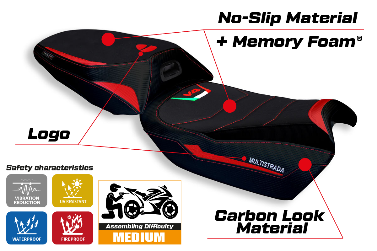 Yhteensopiva istuinpäällinen - Ducati Multistrada V4 2021-2025 - mod Rosita Comfort System