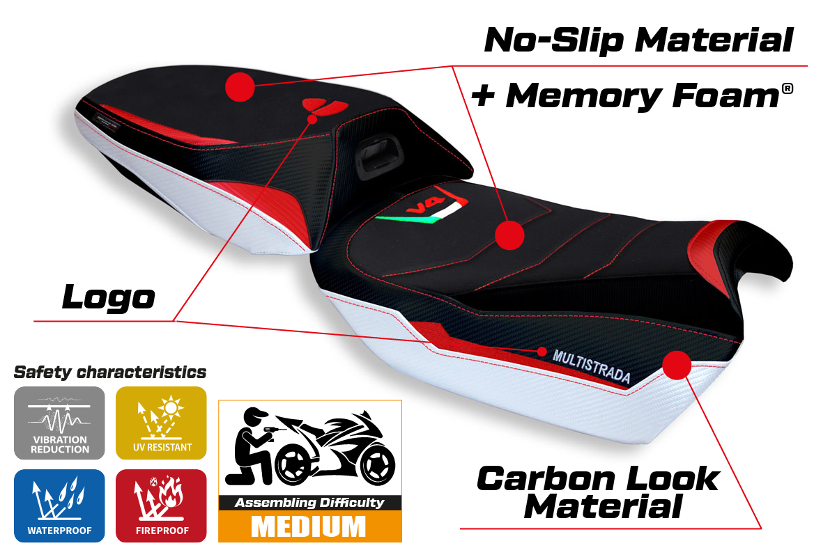Yhteensopiva istuinpäällinen - Ducati Multistrada V4 2021-2025 - mod Rosita Special Color Comfort System