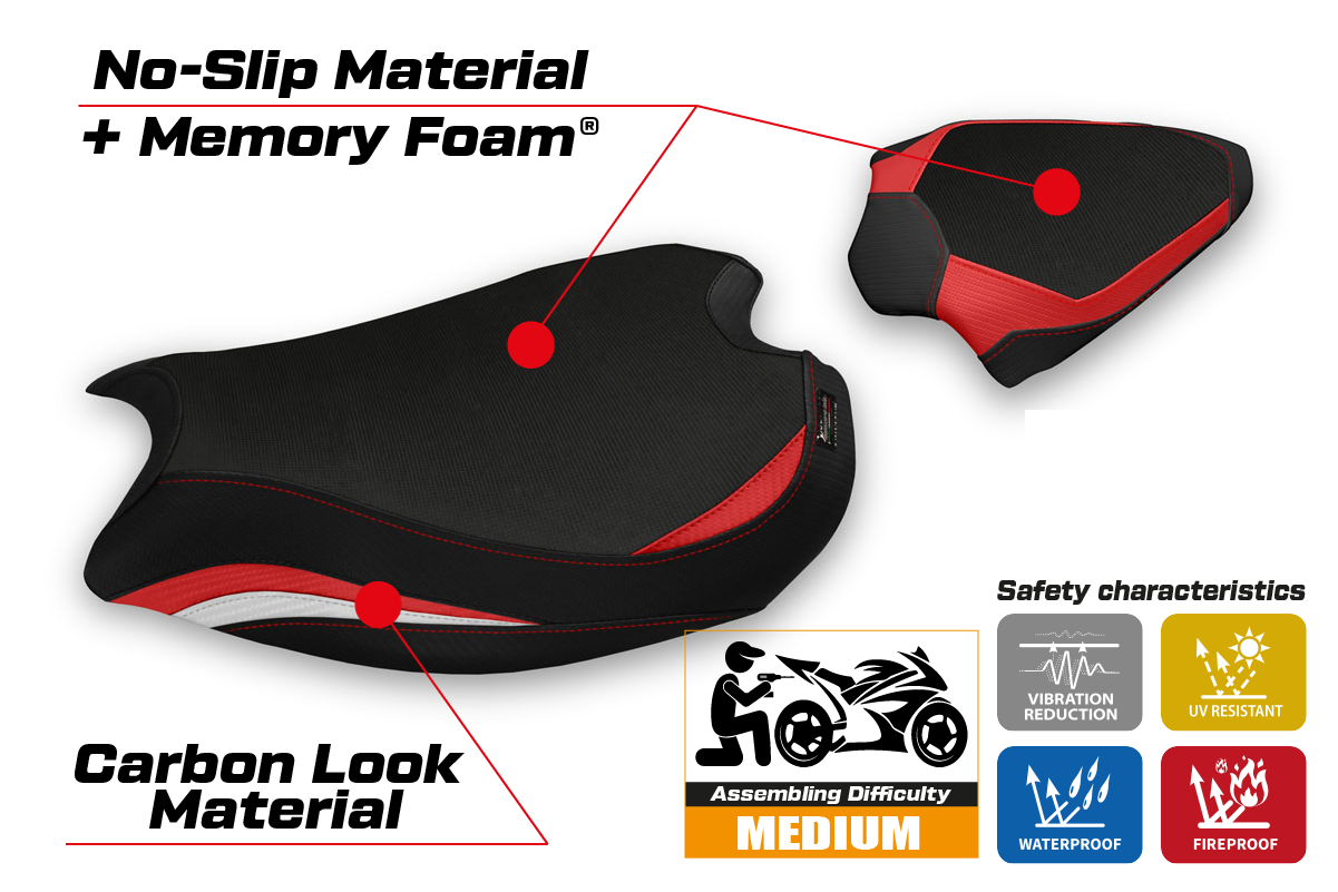 Yhteensopiva istuinpäällinen - Ducati Panigale V2 2020-2024 - mod Zatoca Comfort System