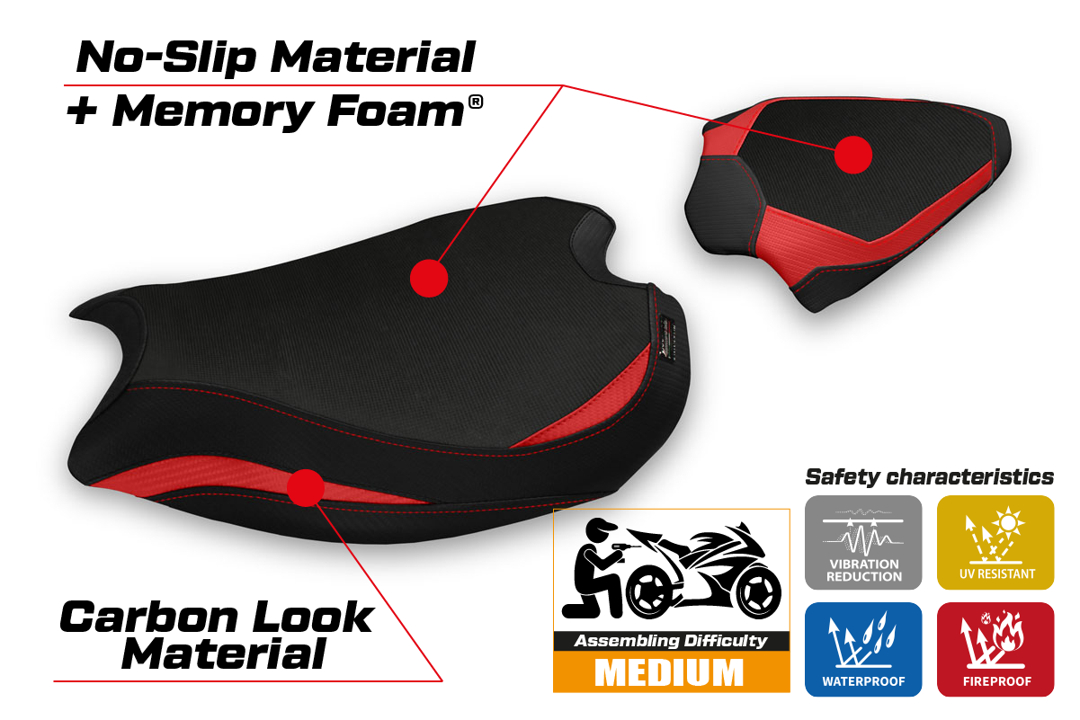 Yhteensopiva istuinpäällinen - Ducati Panigale V2 2020-2024 - mod Zatoca Comfort System