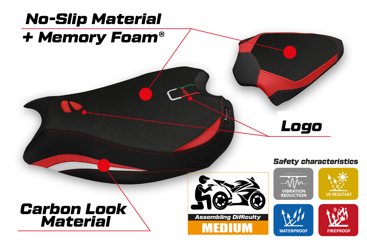 Yhteensopiva istuinpäällinen - Ducati Panigale V2 2020-2024 - mod Zatoca Comfort System