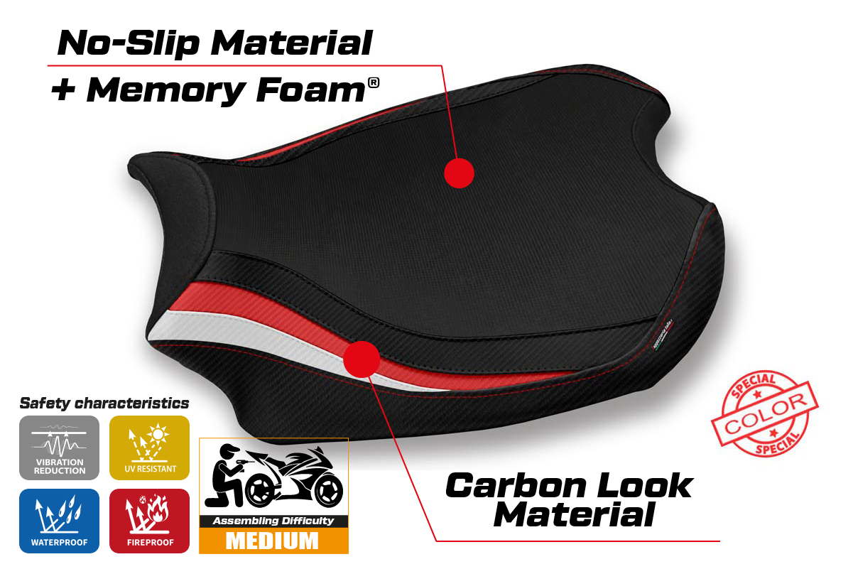 Yhteensopiva istuinpäällinen - Ducati Panigale V4 2018-2024 - mod Glinka Comfort System