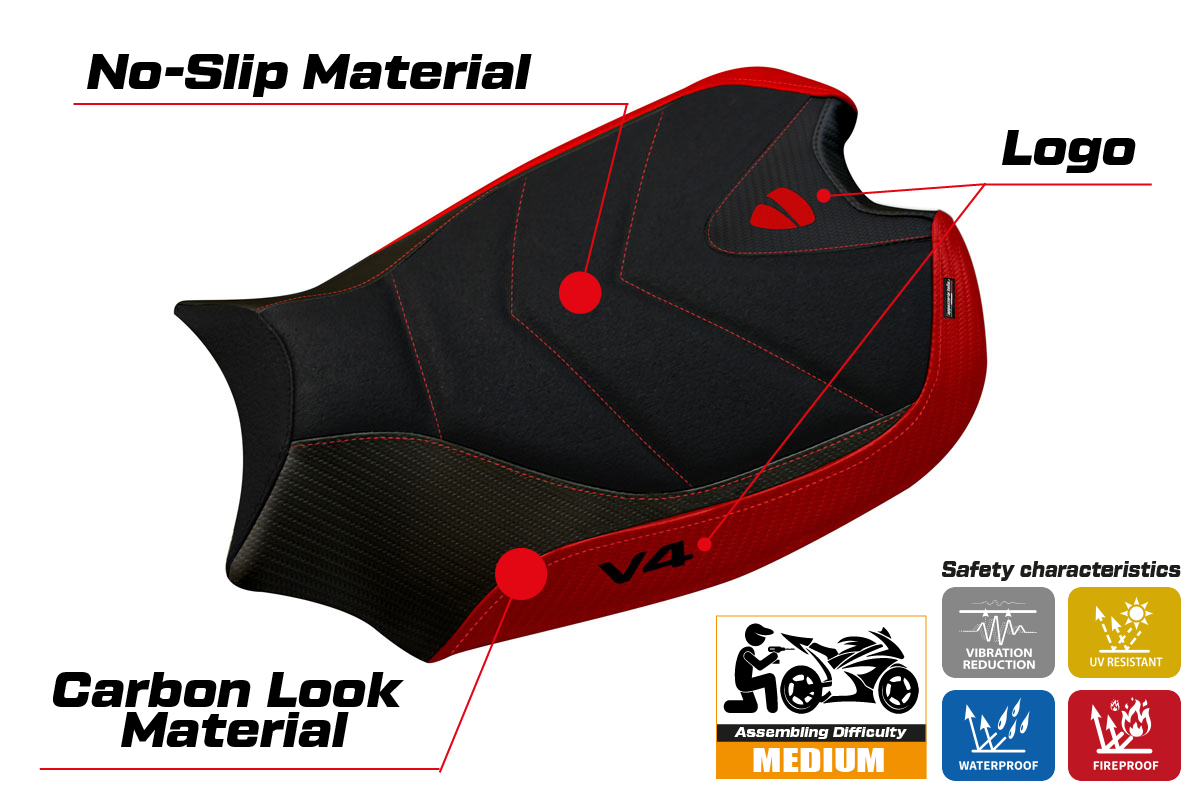 Yhteensopiva istuinpäällinen - Ducati Panigale V4 2018-2024 - mod Wanaka 1 Ultragrip