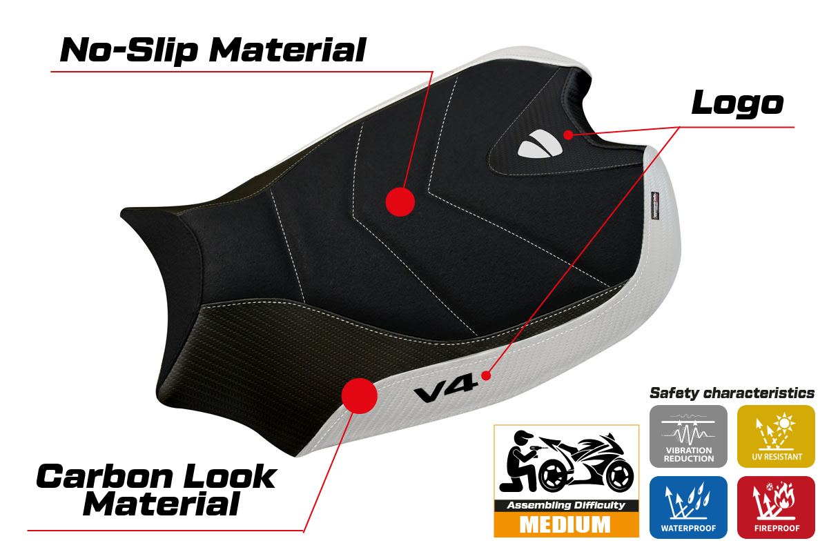 Yhteensopiva istuinpäällinen - Ducati Panigale V4 2018-2024 - mod Wanaka 1 Ultragrip