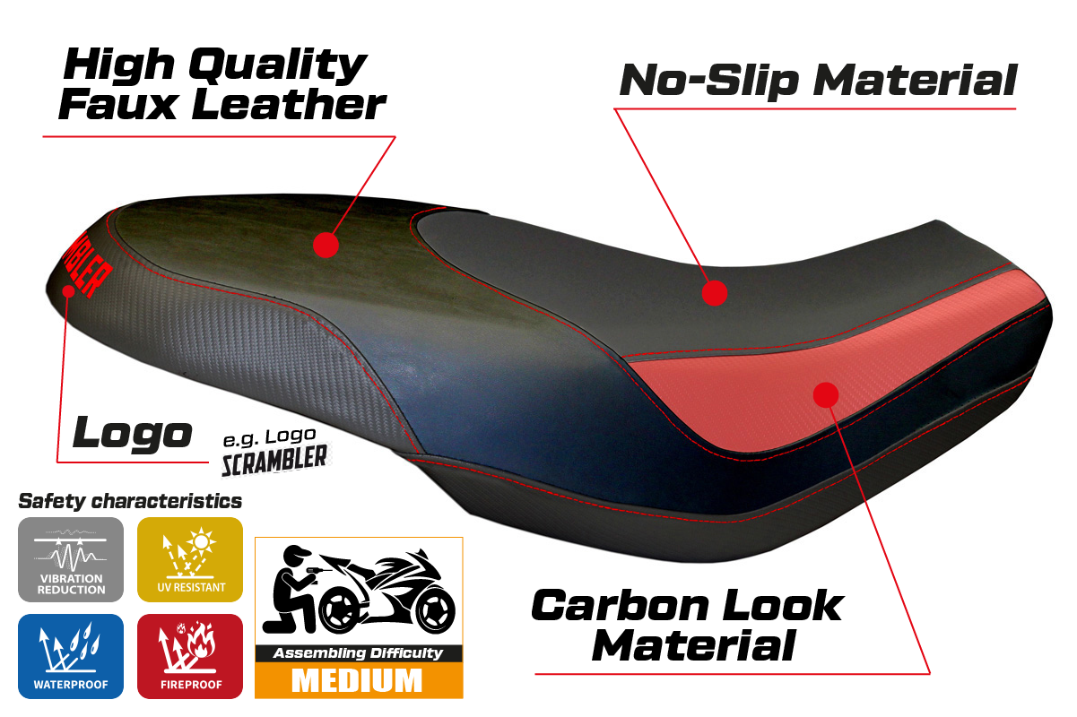 Yhteensopiva istuinpäällinen - Ducati Scrambler 400 / 800 / 1100 2015 - 2024 - Capri-modifikaatio