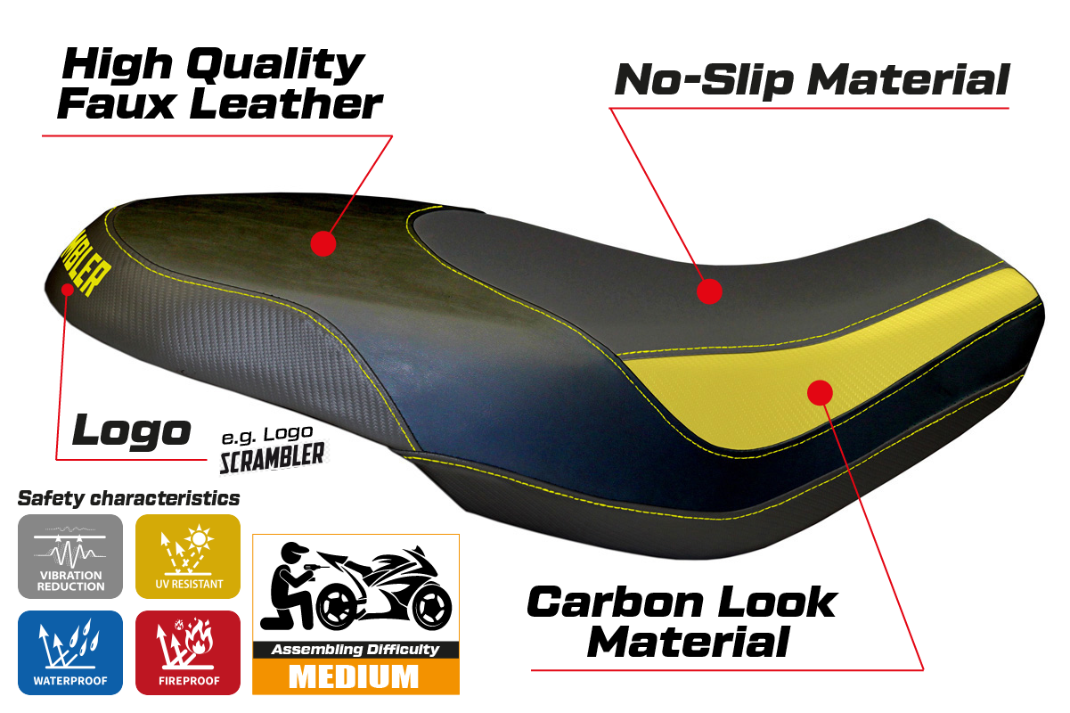 Yhteensopiva istuinpäällinen - Ducati Scrambler 400 / 800 / 1100 2015 - 2024 - Capri-modifikaatio