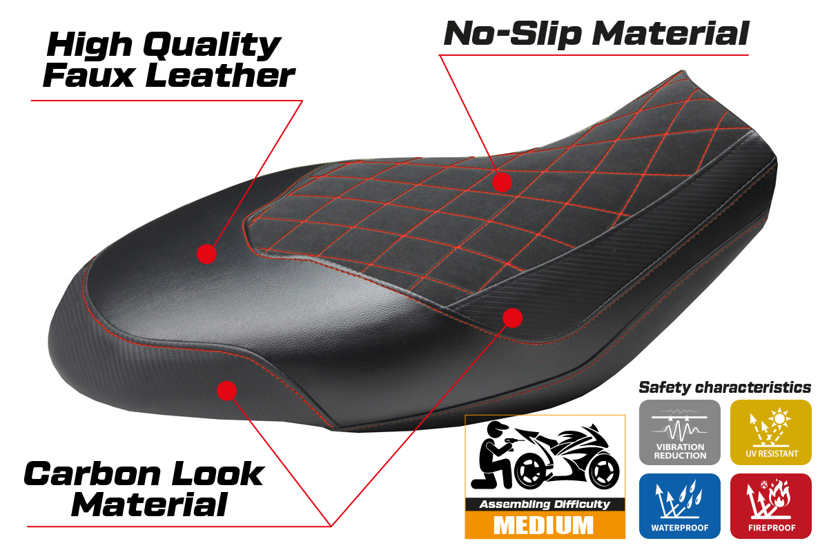 Yhteensopiva istuinpäällinen - Ducati Scrambler 400 / 800 / 1100 2015 - 2024 - Ischia Velvet -versio