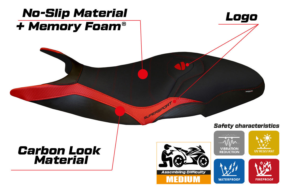 Yhteensopiva istuinpäällinen - Ducati Super Sport 2017-2024 - mod Pistoia 3 Comfort System