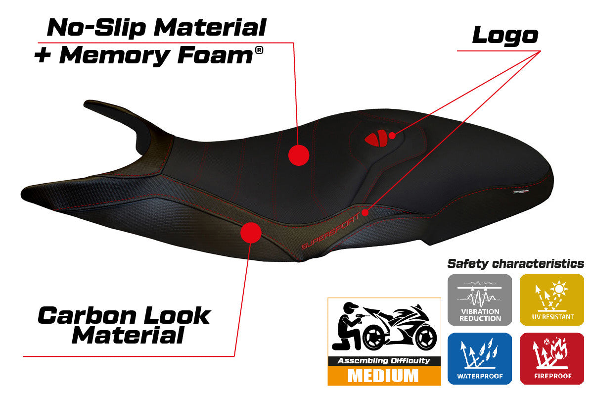 Yhteensopiva istuinpäällinen - Ducati Super Sport 2017-2024 - mod Pistoia 3 Comfort System