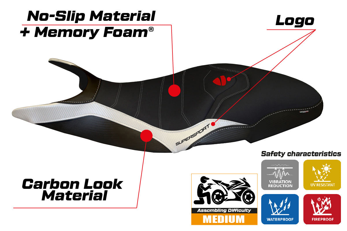 Yhteensopiva istuinpäällinen - Ducati Super Sport 2017-2024 - mod Pistoia 3 Comfort System