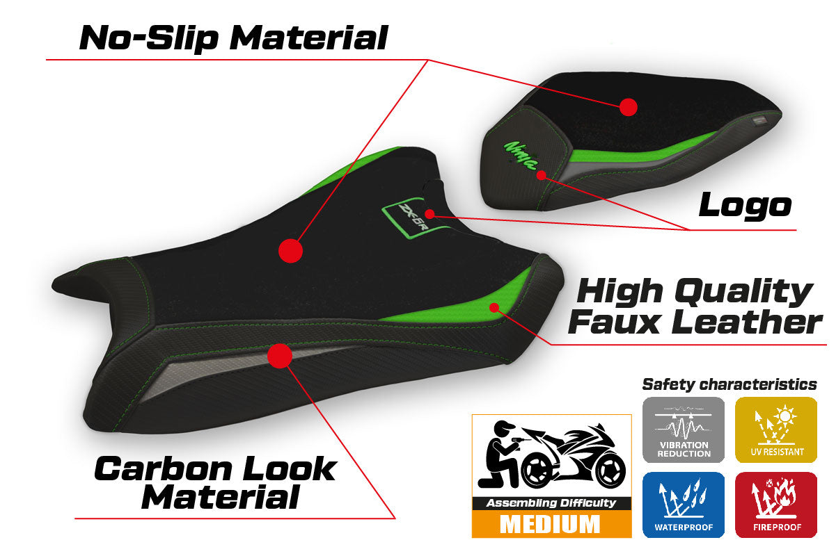 Yhteensopiva istuinpäällinen - Kawasaki Ninja ZX 6 R 2019-2025 - mod Gaviao Special Color