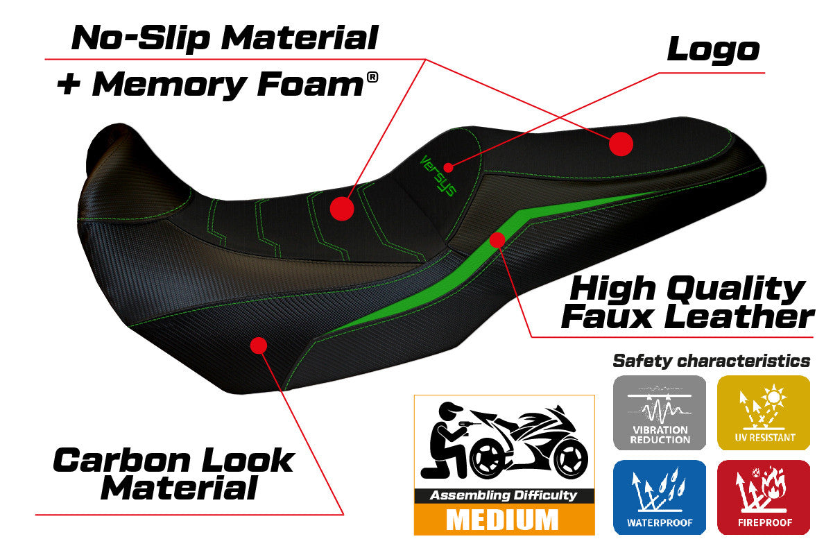 Yhteensopiva istuinpäällinen - Kawasaki Versys 1000 2019-2024 - mod Elvas Comfort System