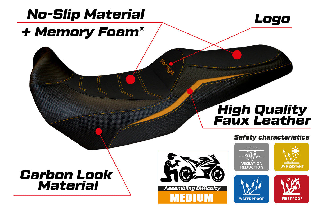 Yhteensopiva istuinpäällinen - Kawasaki Versys 1000 2019-2024 - mod Elvas Comfort System