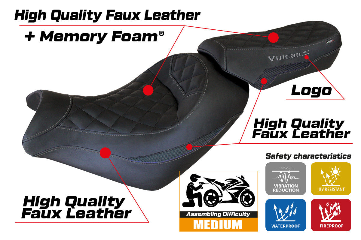 Yhteensopiva istuinpäällinen - Kawasaki Vulcan 650 2014-2025 - mod Taipei Comfort System