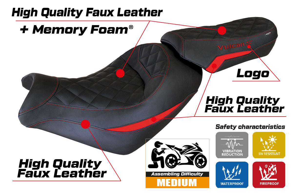 Yhteensopiva istuinpäällinen - Kawasaki Vulcan 650 2014-2025 - mod Taipei Comfort System