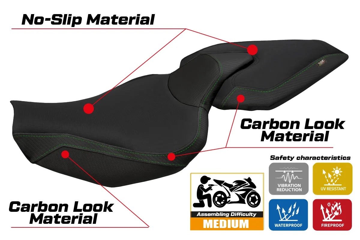 Yhteensopiva istuinpäällinen - Kawasaki Z 1000 2014 - 2021 - mod Mellby 1