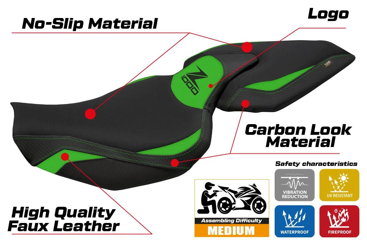 Yhteensopiva istuinpäällinen - Kawasaki Z 1000 2014 - 2021 - mod Mellby 1