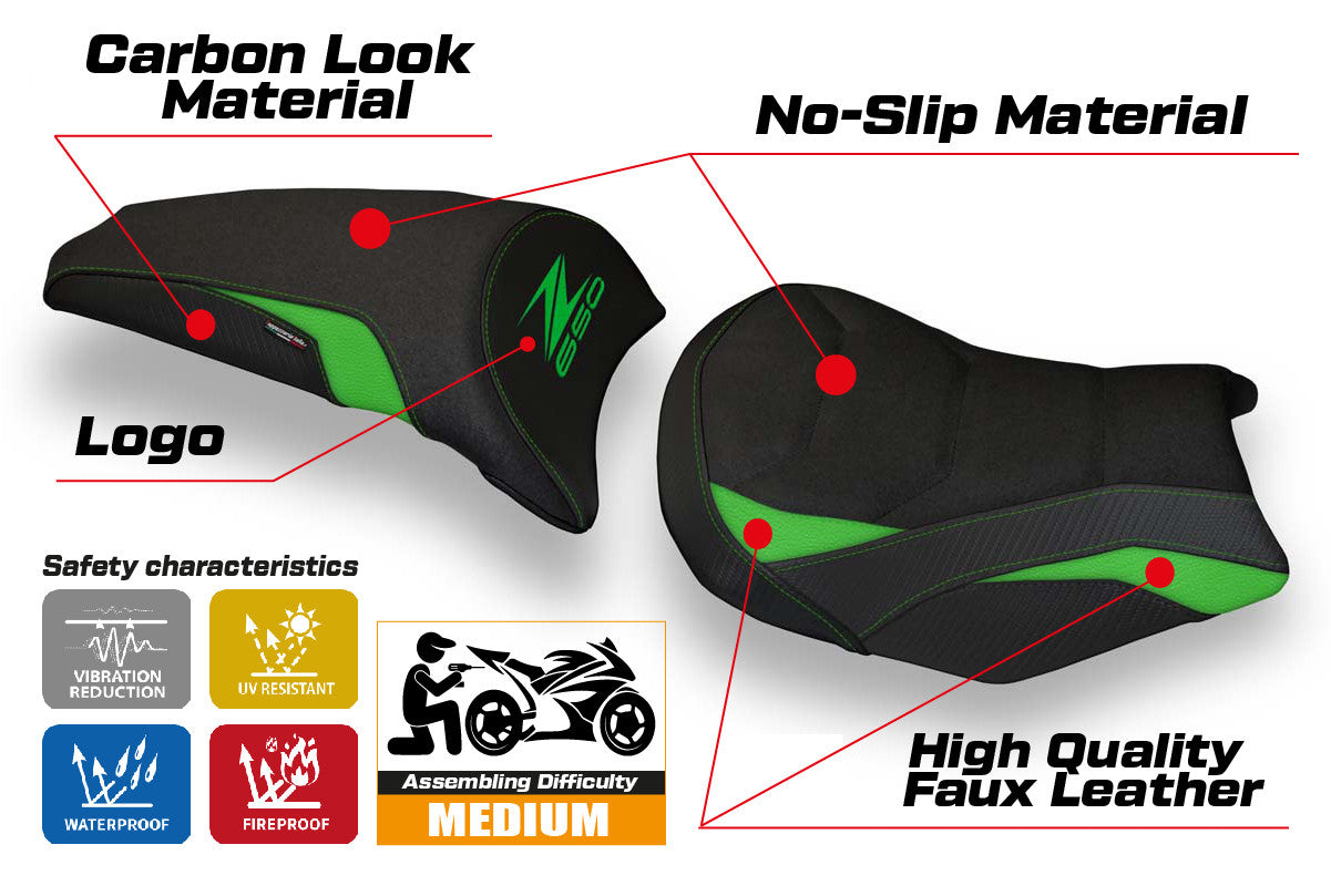 Yhteensopiva istuinpäällinen - Kawasaki Z 650 2017-2025 - Scopeti 1 Ultragrip -modifikaatio