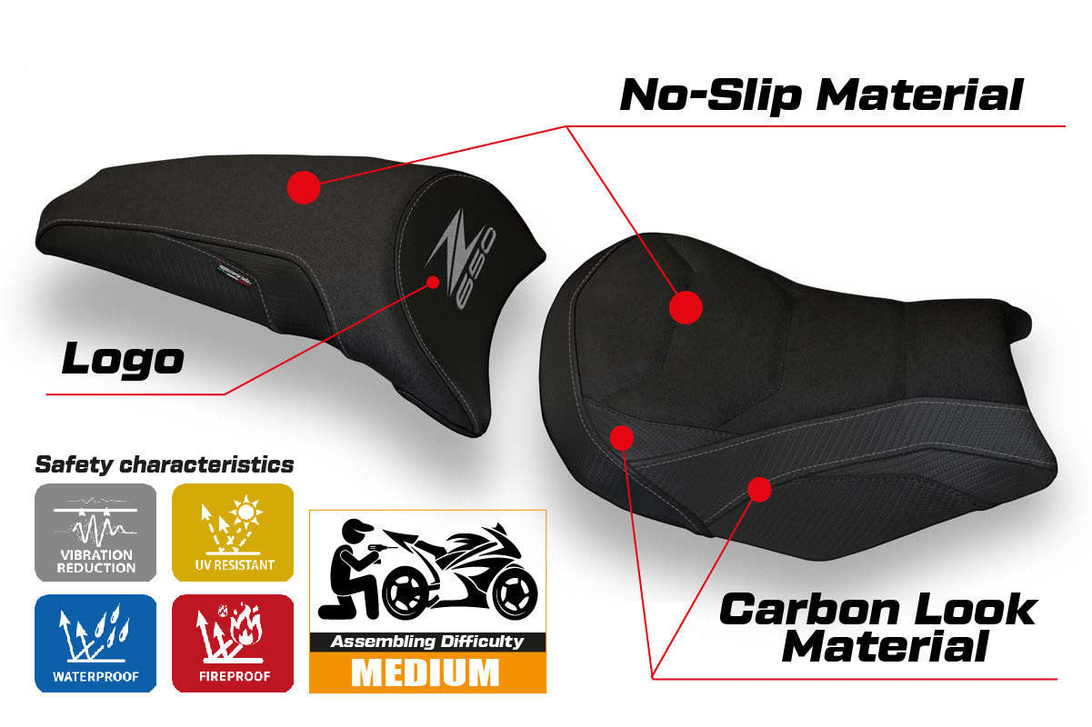 Yhteensopiva istuinpäällinen - Kawasaki Z 650 2017-2025 - Scopeti 1 Ultragrip -modifikaatio