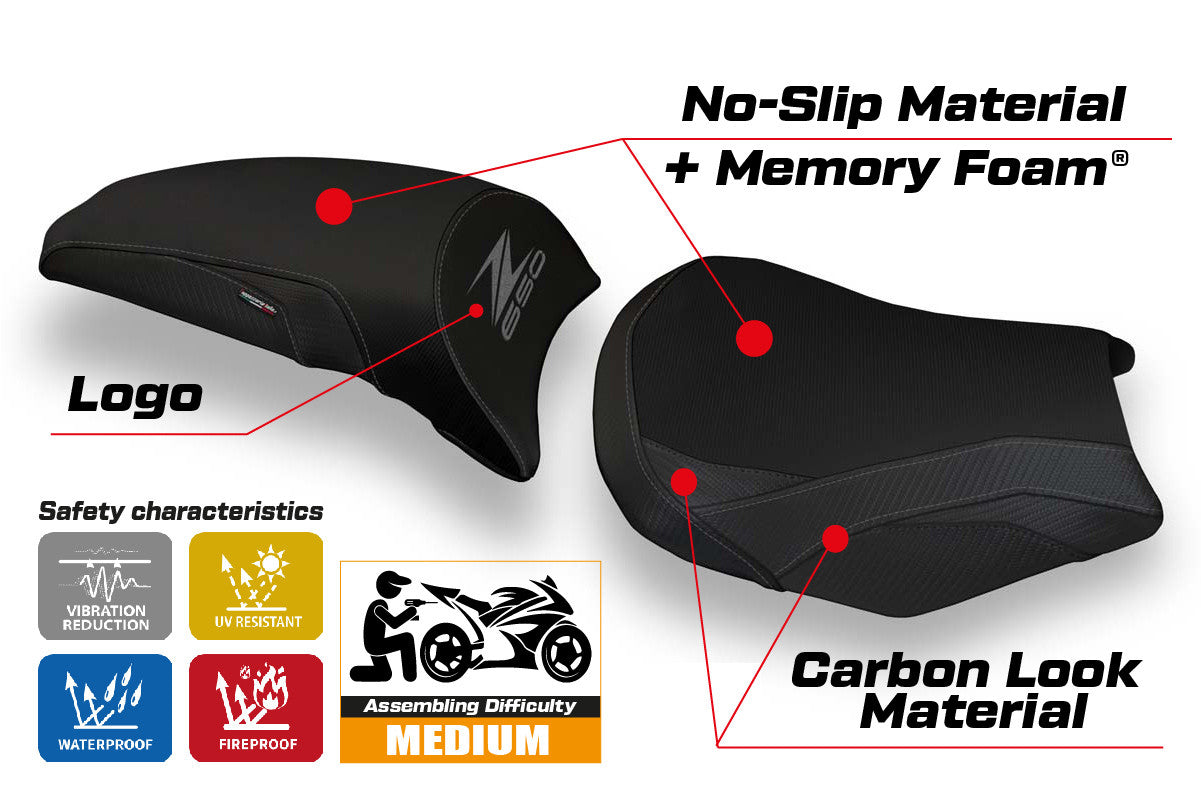 Yhteensopiva istuinpäällinen - Kawasaki Z 650 2017-2025 - mod Vergato 1 Comfort System