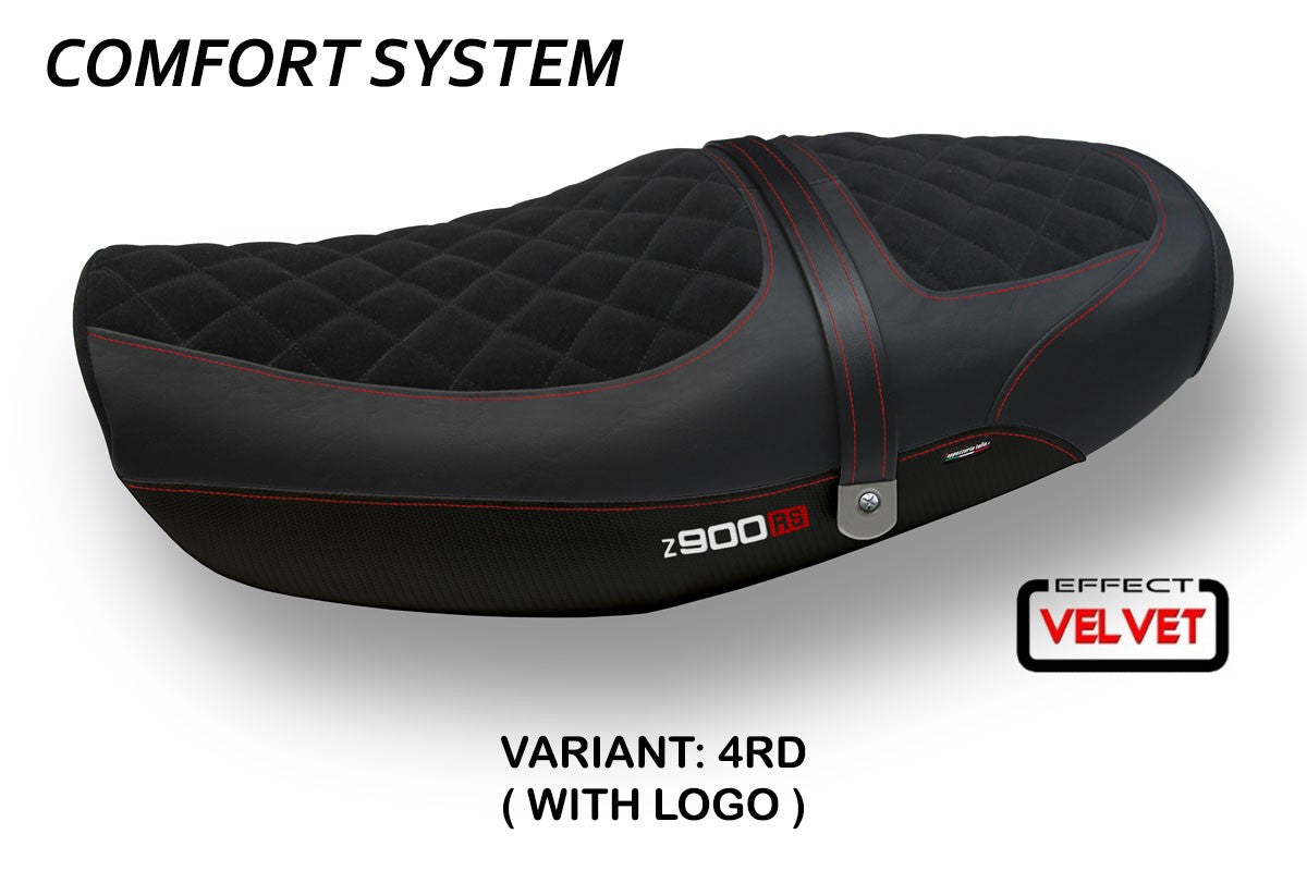 Yhteensopiva istuinpäällinen - Kawasaki Z 900 RS 2018-2025 - mod Natal Total Black Velvet Comfort System